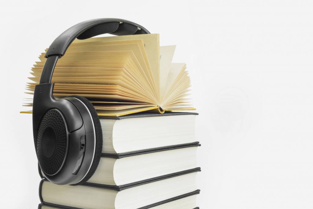 Group-of-Books-with-Headphones