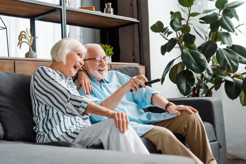 Senior Couple Watching TV