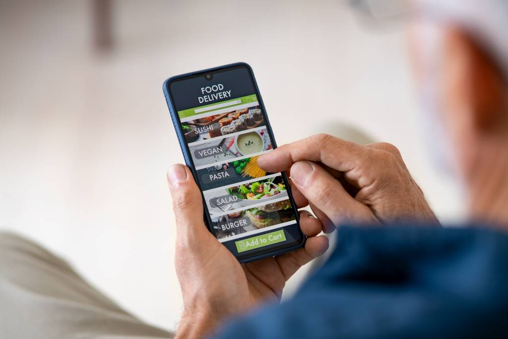 Senior using a smartphone