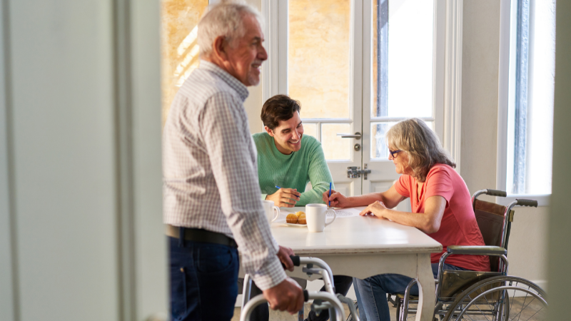 Seniors socializing together