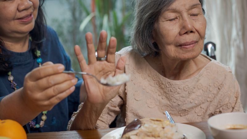 Elderly person refuses to eat food