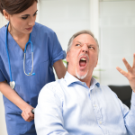 Senior yelling at caregiver