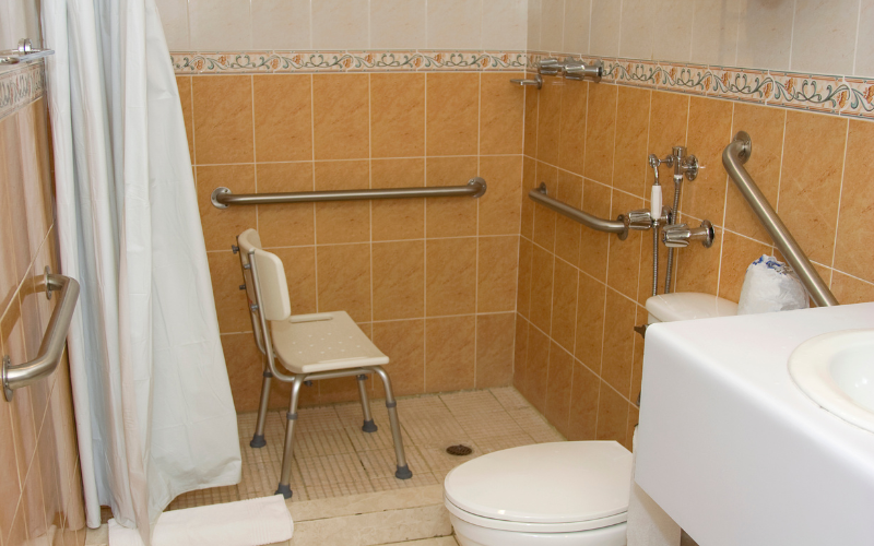 Shower chair and grab bar for seniors