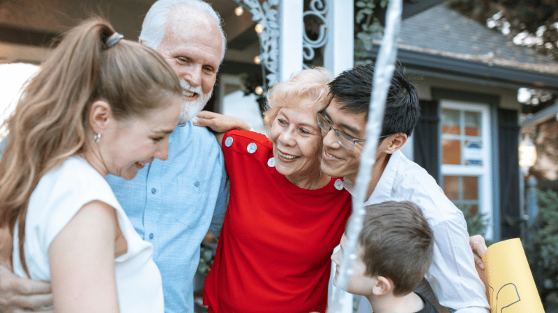 Family hugging together